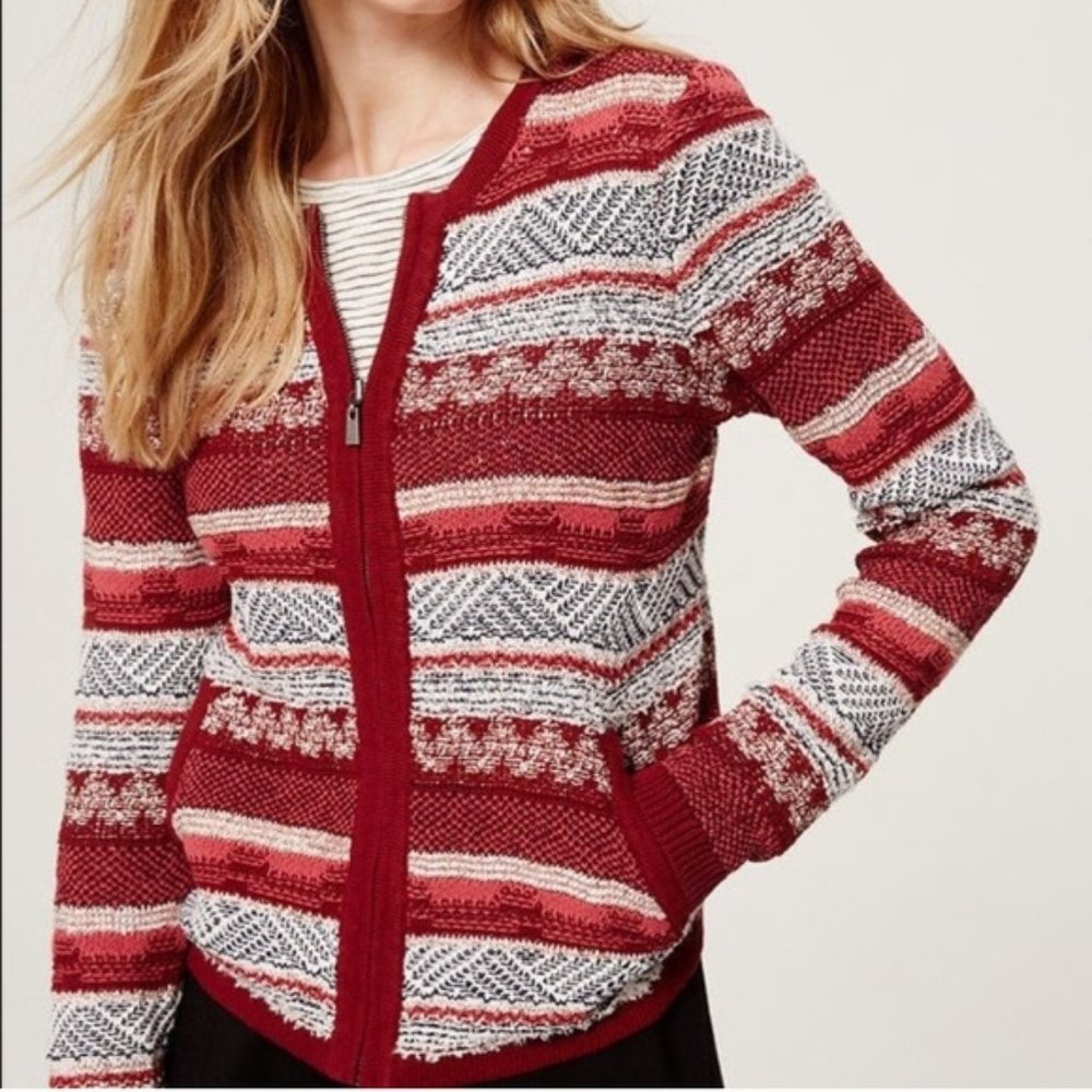 LOFT Escapade Sweater Zip Up Cardigan Large